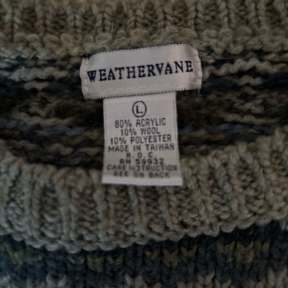 Pendleton Men's Crewneck Sweater - Blue and Gray Pattern - Picture 2 of 2